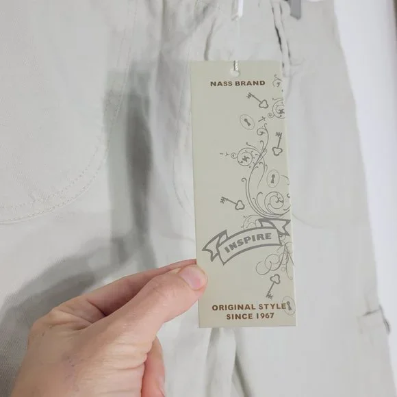 NASS Men NEW Tan 100% Cotton Casual Flat Front Cargo Shorts Pockets Zip 16 NWT - Picture 2 of 13